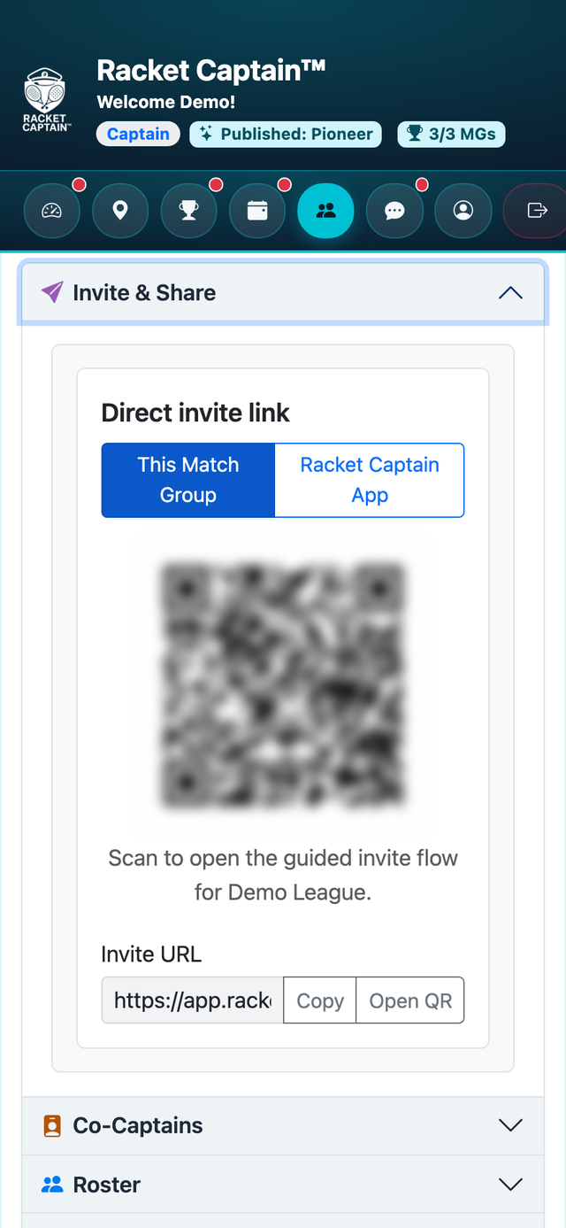 Invite with a link or QR