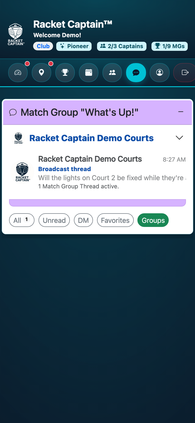 Venue broadcast threads